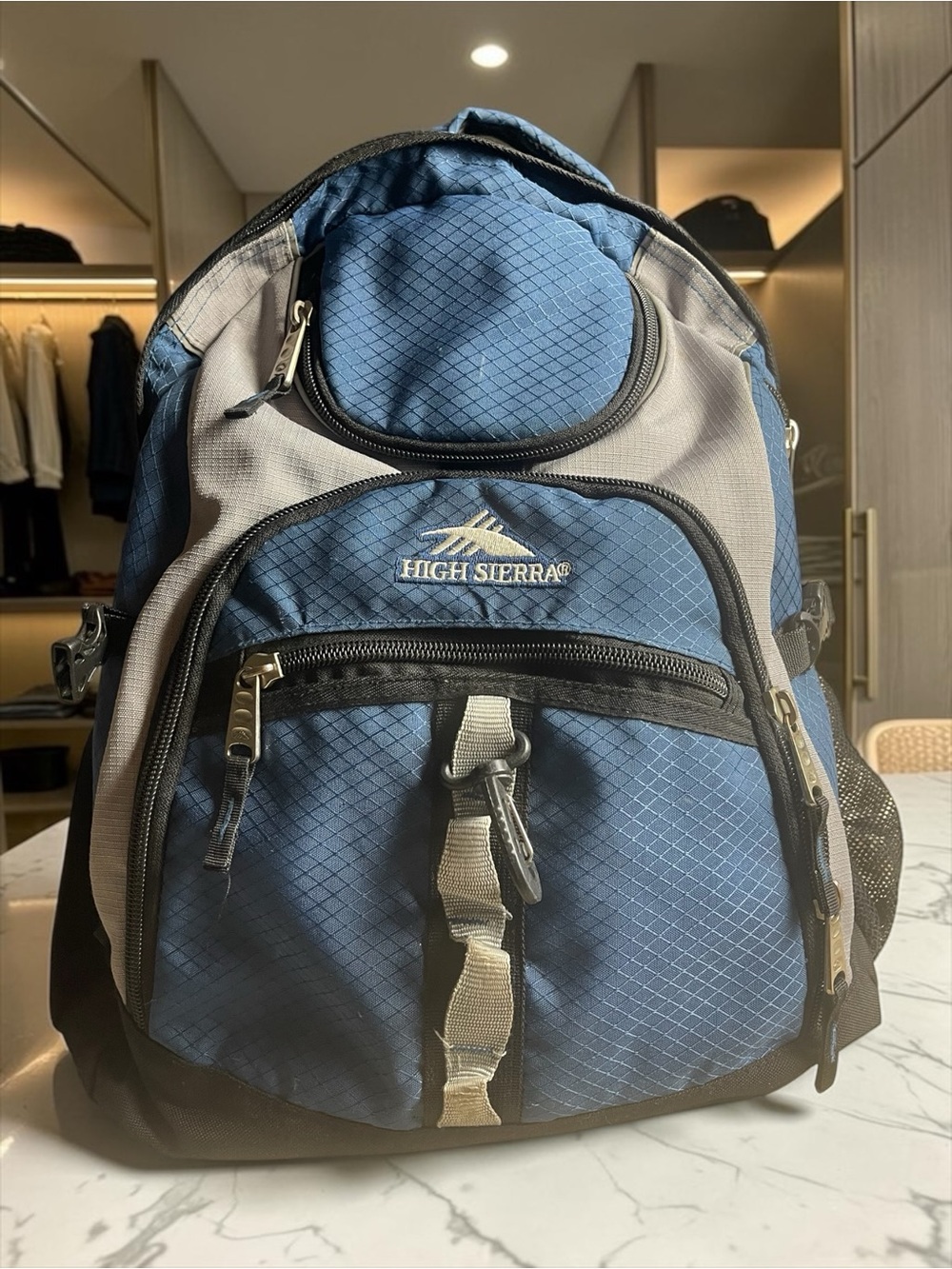 High Sierra Navy Blue and Gray Travel Backpack
